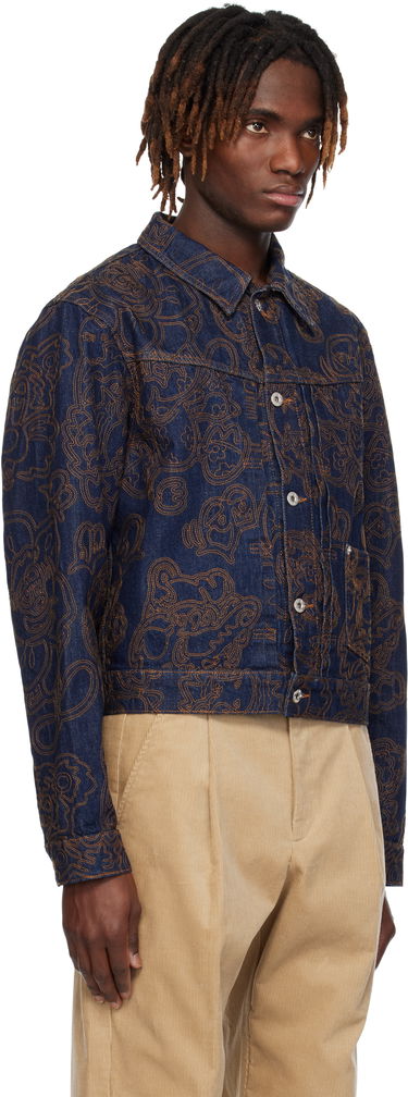 Jacka KENZO Kenzo Paris VERDY Edition Embroidered Denim Trucker Jacket Blå | FF55DV3096V1, 1