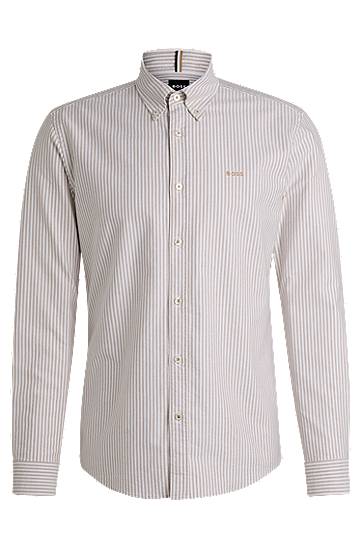 Skjorta BOSS Slim Fit Striped Oxford Cotton Shirt Beige | 50520275