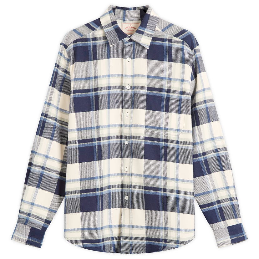 Skjorta Portuguese Flannel Portuguese Flannel Men's Beck Check Flannel Shirt, S Blå | AW25010-NBW