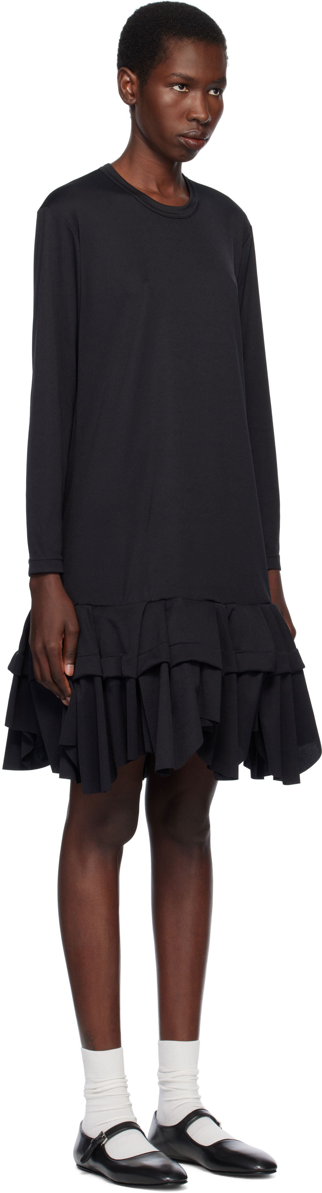 Klä Comme des Garçons Comme des Garçons Midi Dress with Ruffles Svart | RO-T009-051-1, 1