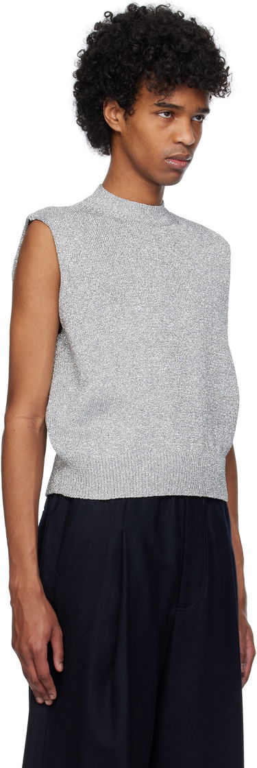 Sweater Dries Van Noten Dries Van Noten Metallic Knit Vest Grå | 251-021222-1706, 1