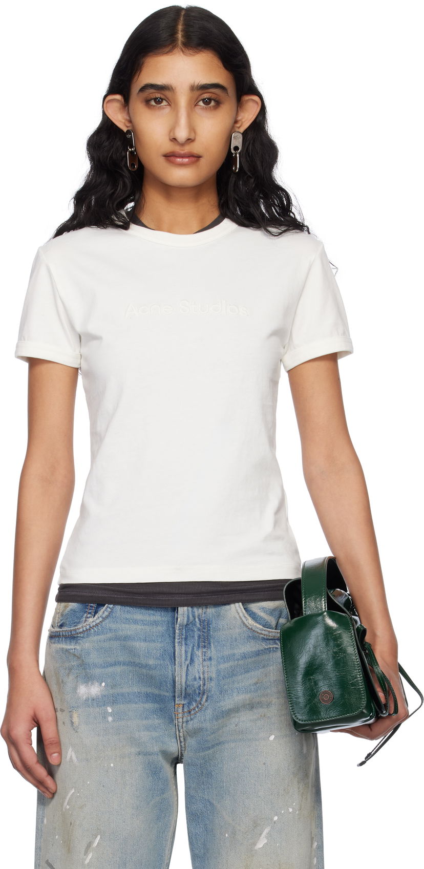 T-shirt Acne Studios Acne Studios Fitted Logo T-Shirt Vit | AL0469-