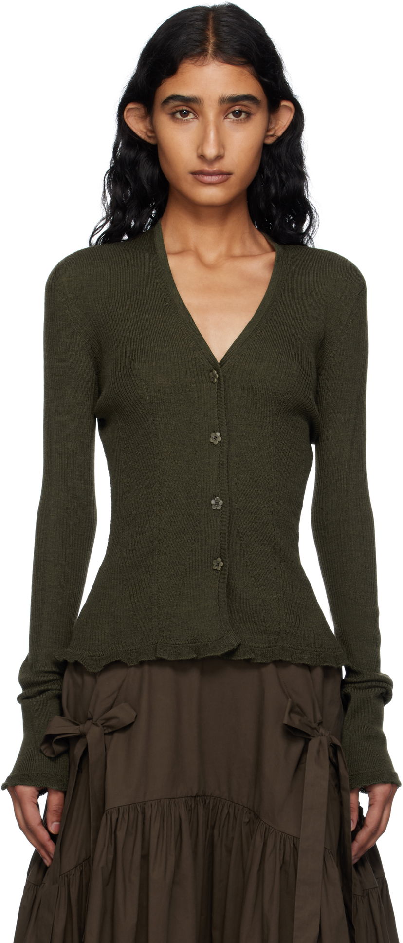Sweater Cecilie Bahnsen Cecilie Bahnsen Bessie Knit Cardigan Grön | 2.25KNI52003 BESSIE CARDIGAN