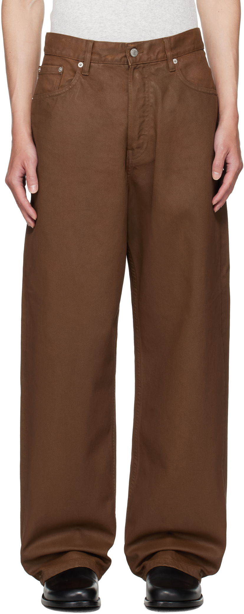 Jeans Dries Van Noten Dries Van Noten Loose Fit Coated Jeans Brun | 252-020927-2383