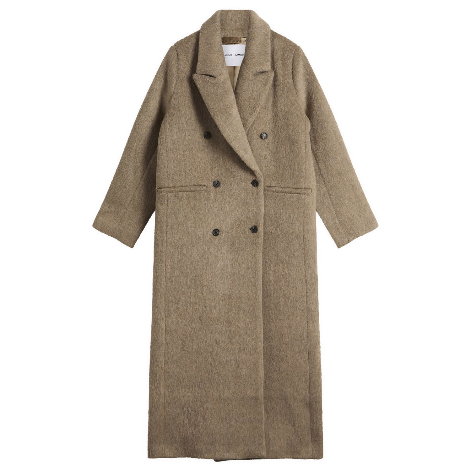 Rockar Samsoe Samsoe Sajilla Hairy Wool Double-breasted Coat Beige | F25400029-CLR002394, 0
