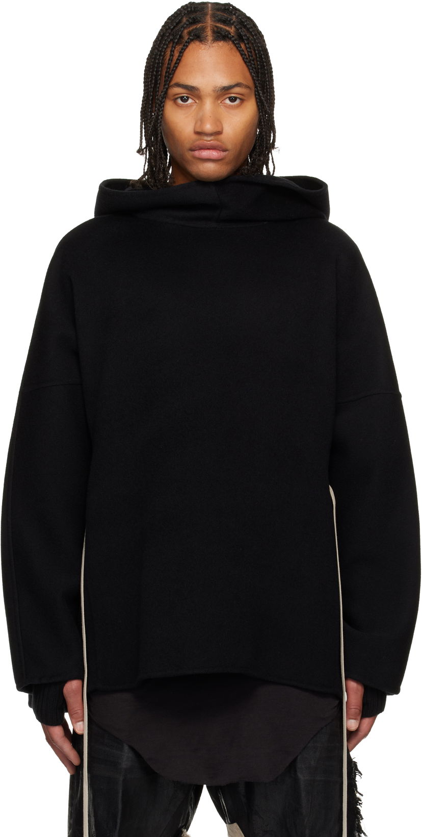 Sweatshirt Rick Owens Concordians Cashmere Tunic Hoodie Svart | RR02E1502 DWS
