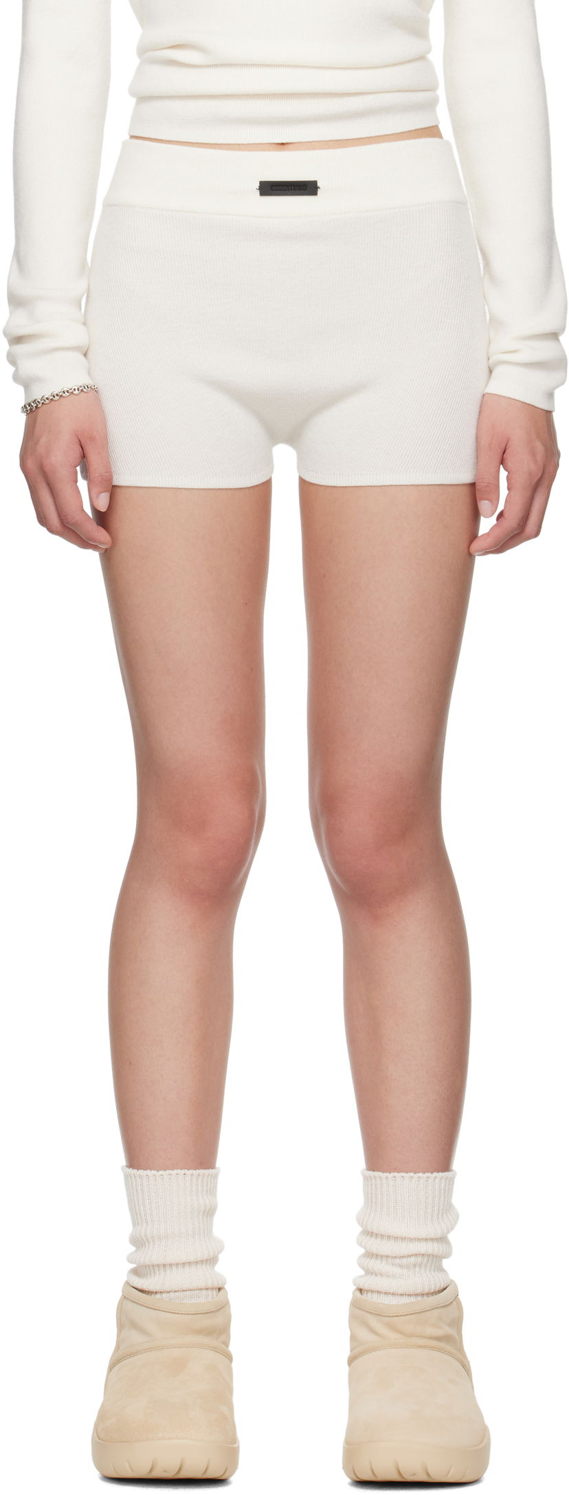 Boxare Fear of God Fear of God ESSENTIALS Soft Rib Knit Boxer Shorts Vit | 192SP257704FW