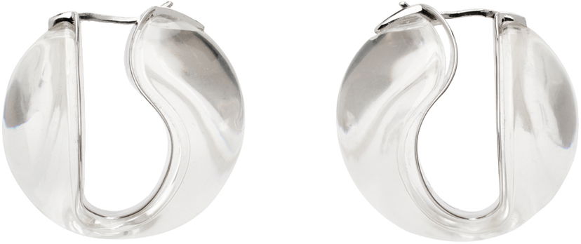 Örhängen Coperni Coperni Silver & Transparent Logo Hoop Earrings Metallisk | COPBI04J1007