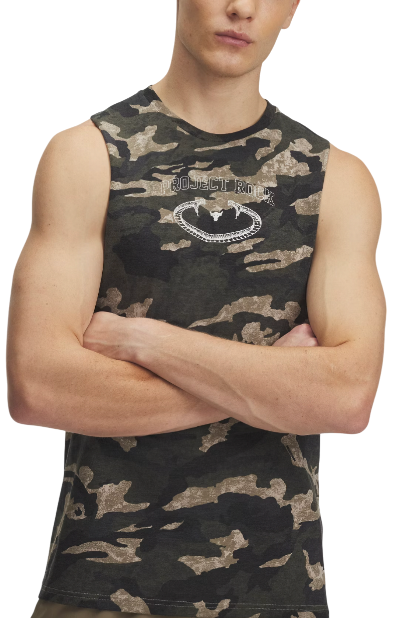 Linne Under Armour Project Rock Camo Tank Top Grön | 1389978-299
