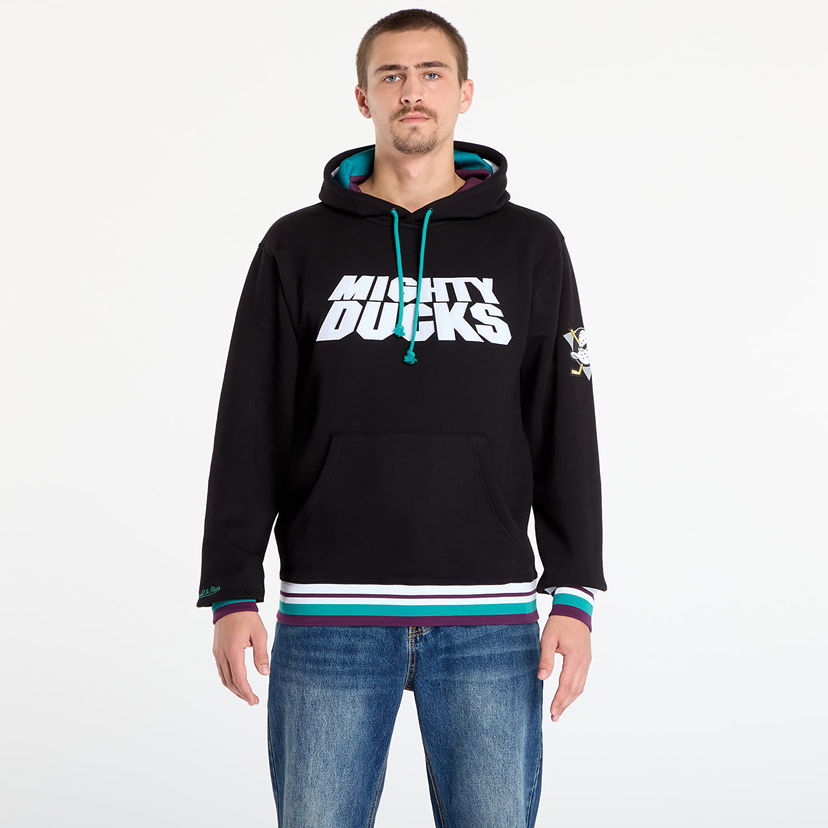 Sweatshirt Mitchell & Ness NHL Playmaker Mighty Ducks Vintage Logo Fleece Hoodie Svart | TH11148-ADUBLCK