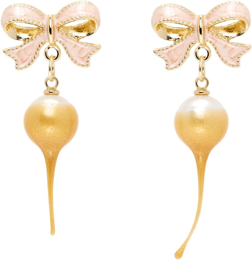 Örhängen Ottolinger Ottolinger Bow Pearl Drop Earrings Rosa | 12590062501