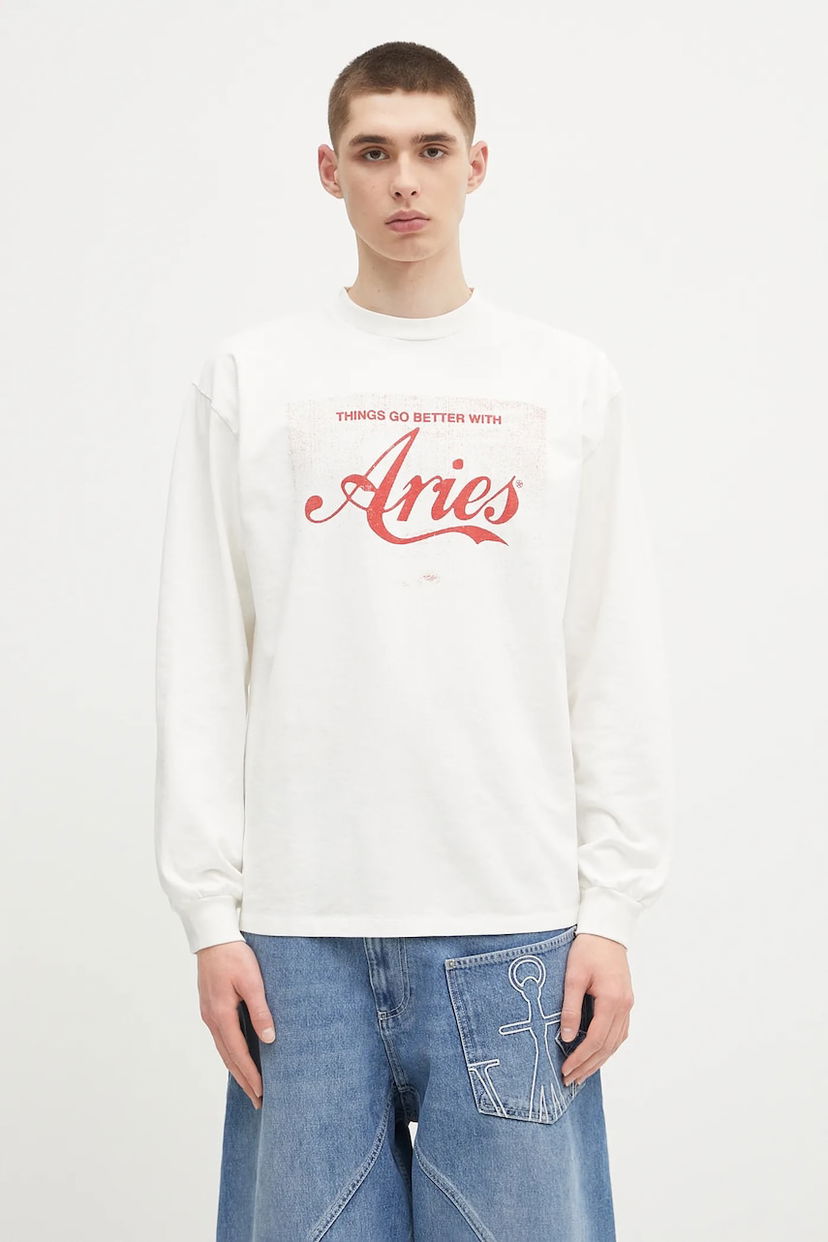 T-shirt Aries Aries Faded Cola LS Tee Long Sleeve T-Shirt Vit | AR6265203