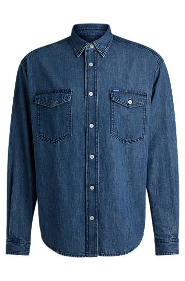 Skjorta BOSS Relaxed Fit Denim Shirt Blå | 50534162