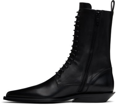 Kläder Ann Demeulemeester Ann Demeulemeester Ise Pointy Micro Heel Lace-Up Boots Svart | 2402-W-A12-LT131-099, 2