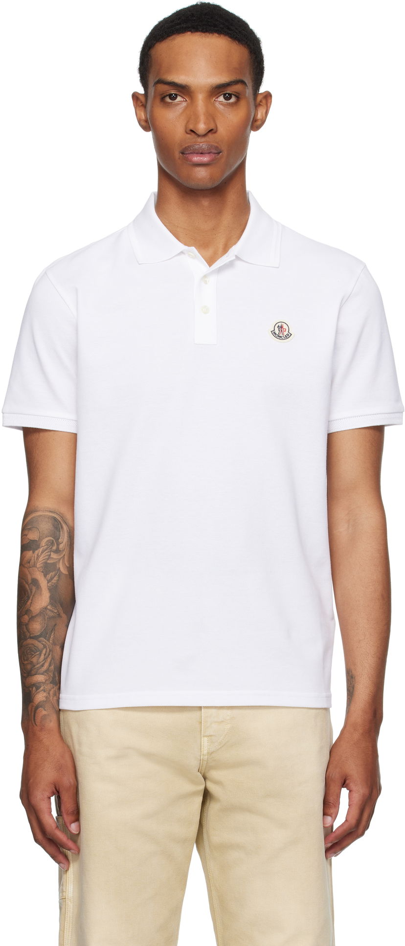 Polotröja Moncler Moncler Logo Patch Cotton Piquet Polo Vit | K20918A0001484556