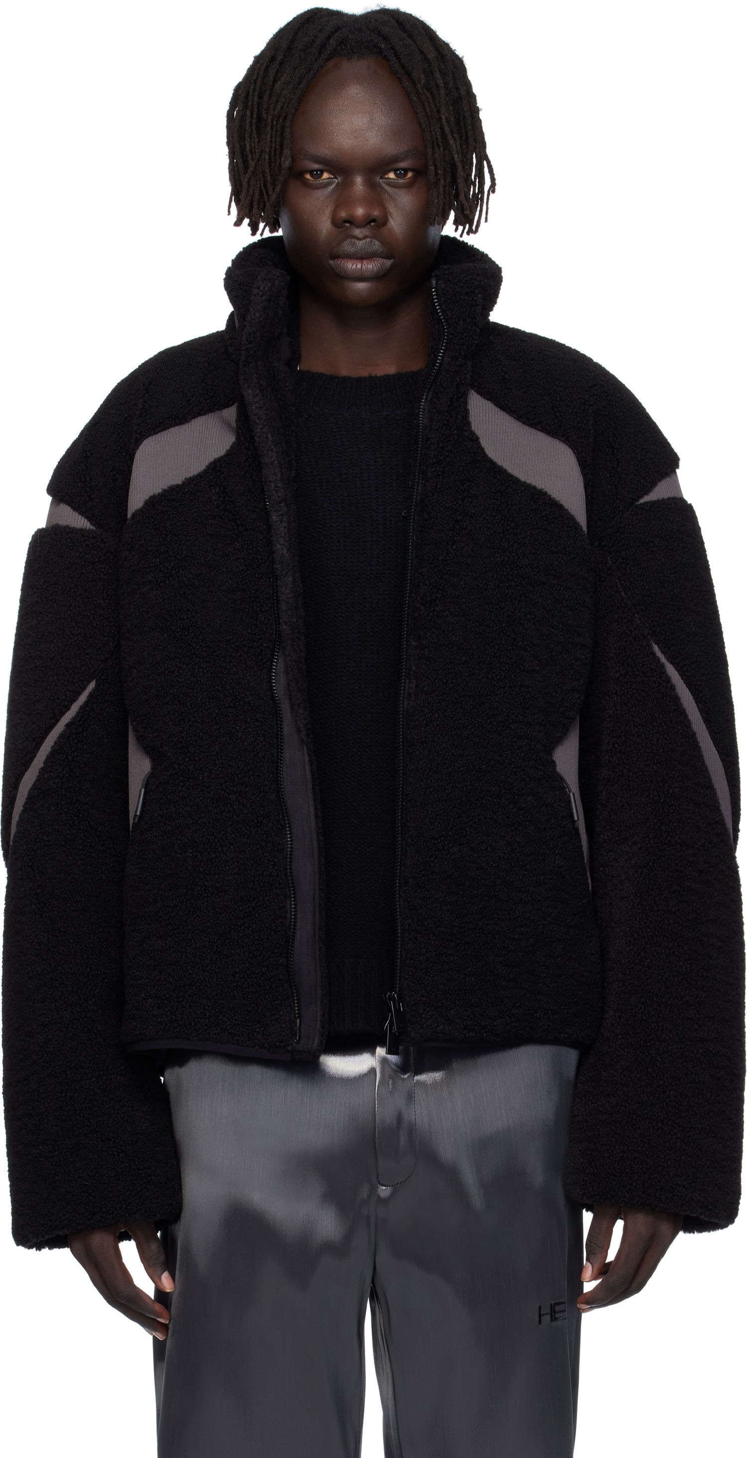 Jacka HELIOT EMIL Custo Fleece Jacket Svart | AW25_M_02_139_BLK01_CO, 0