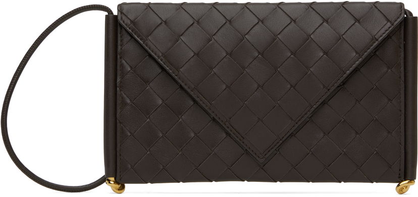 Axelväska Bottega Veneta Woven Leather Phone Crossbody Bag Brun | 805975 V4R42