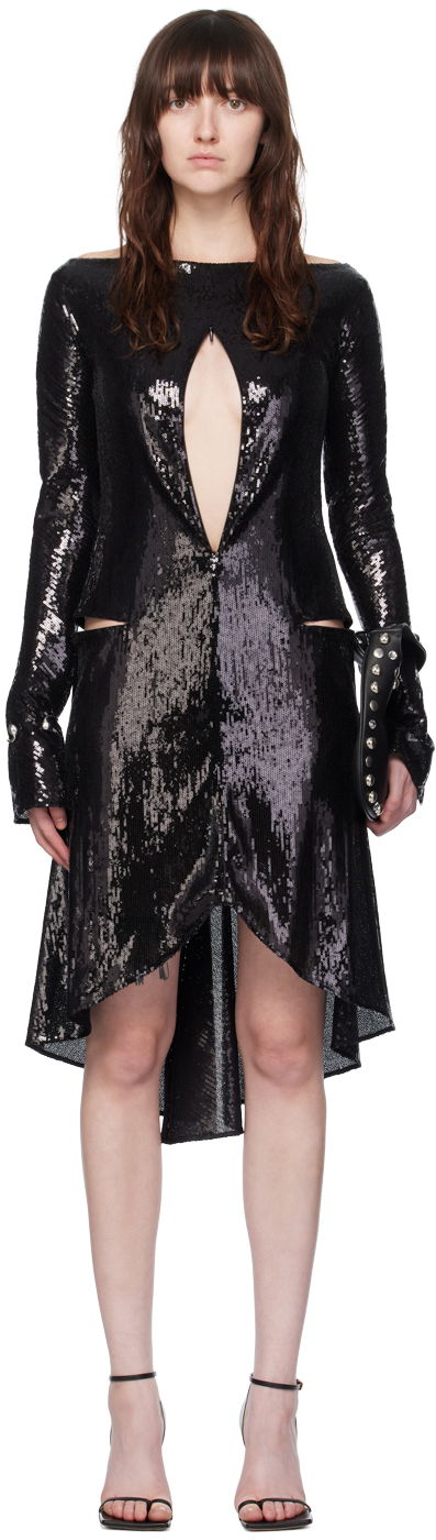 Klä Courrèges Women's Sequin Ellipse Midi Dress Svart | 224CRO427PAI001