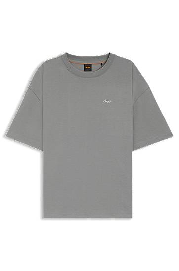 T-shirt BOSS Logo Graphic Cotton-Jersey T-Shirt Grå | 50545498, 0