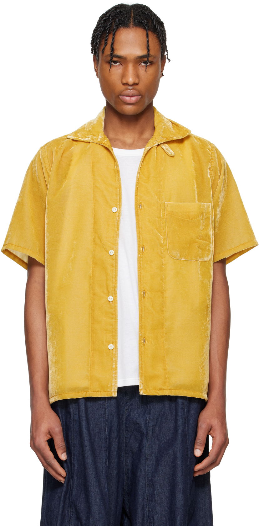 Skjorta Needles NEEDLES Italian Collar Velvet Shirt Gul | QV302