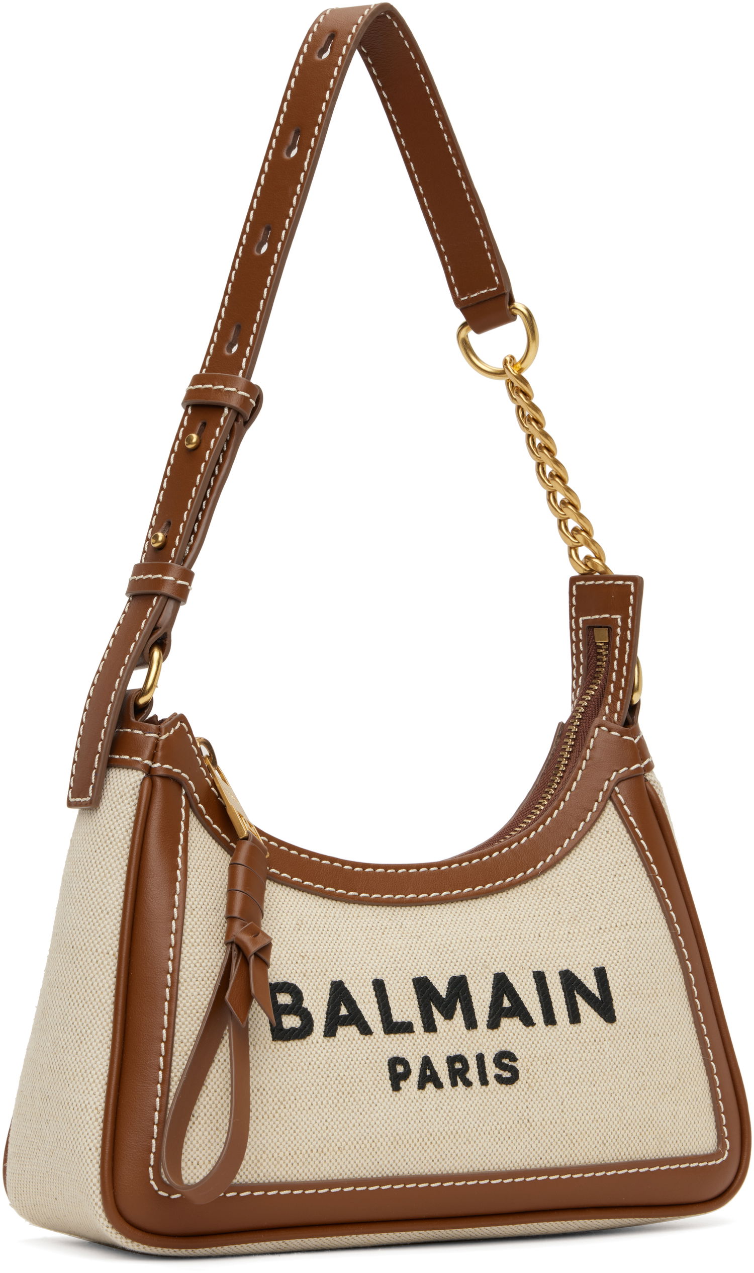 Handväska Balmain Balmain B-Army Canvas Hobo Bag Beige | EN1BT743TCFE, 1