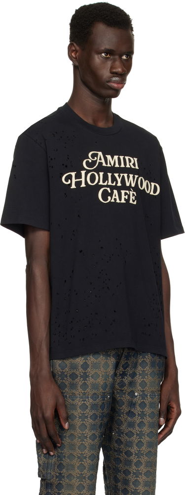 T-shirt AMIRI Amiri Hollywood Cafe Distressed T-Shirt Svart | AMJYTE1176, 1