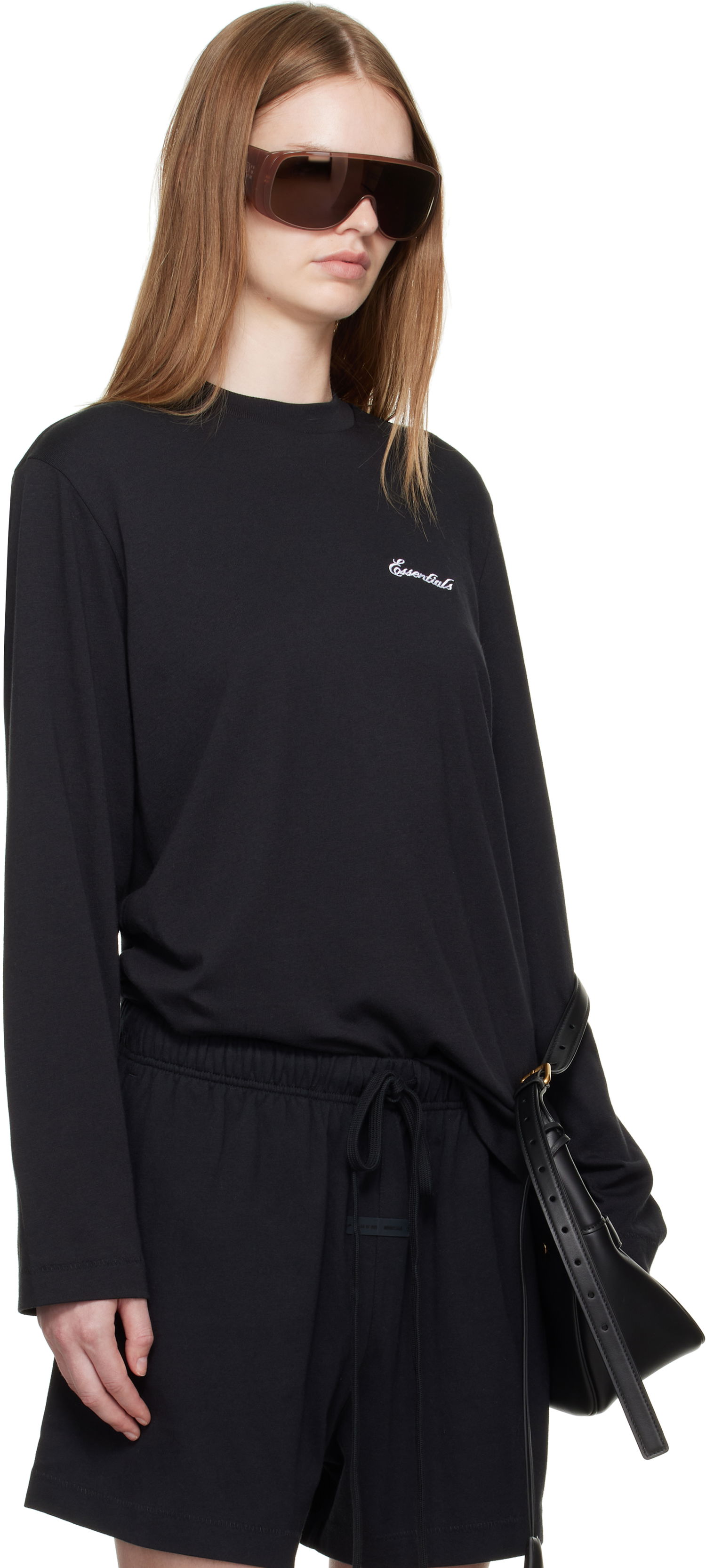 T-shirt Fear of God ESSENTIALS Classic Fit Long Sleeve T-Shirt Svart | 125SP255880FW, 1