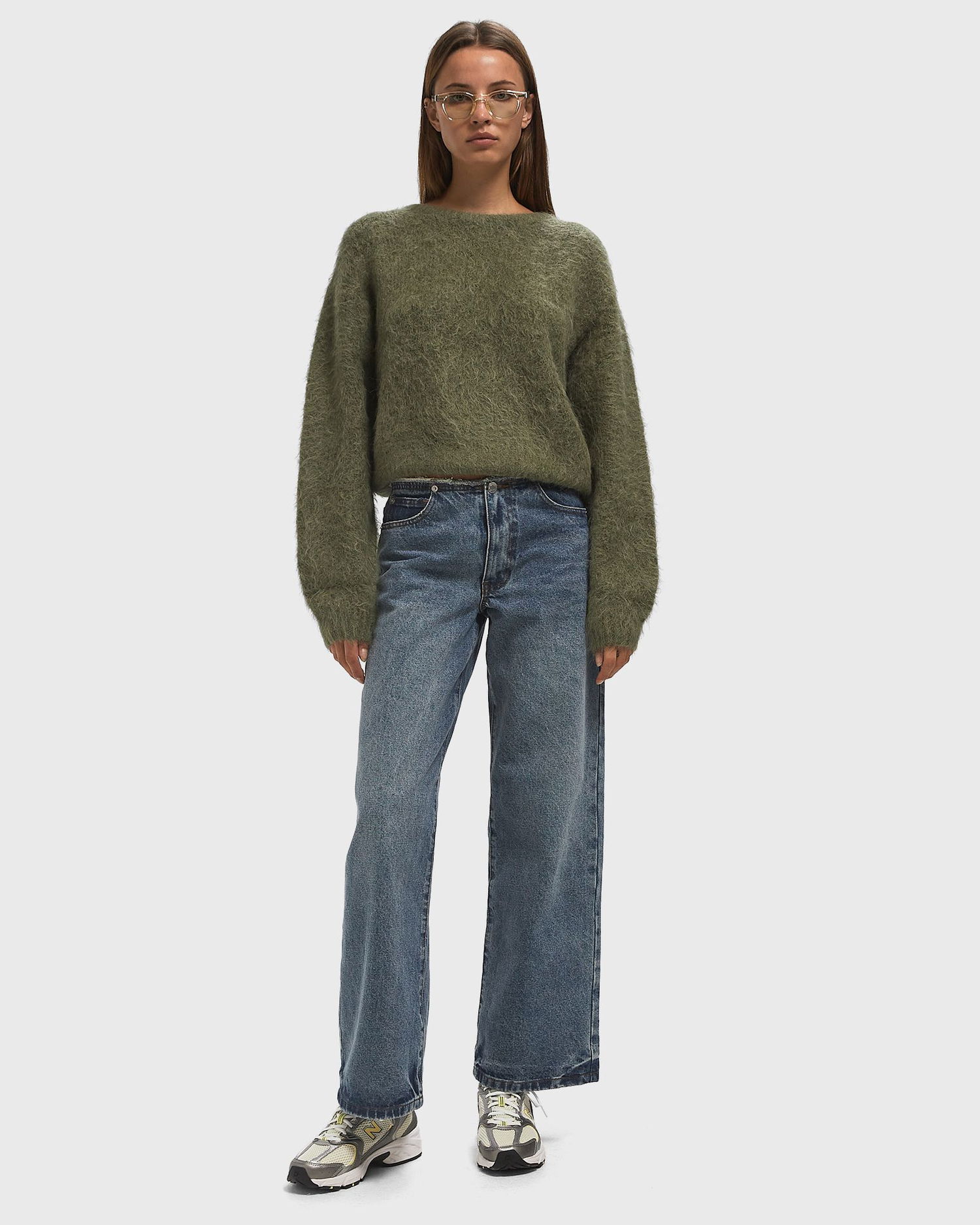 Sweater American Vintage Niby Fuzzy Knit Pullover Grön | NIB18AH25-KAKI, 1