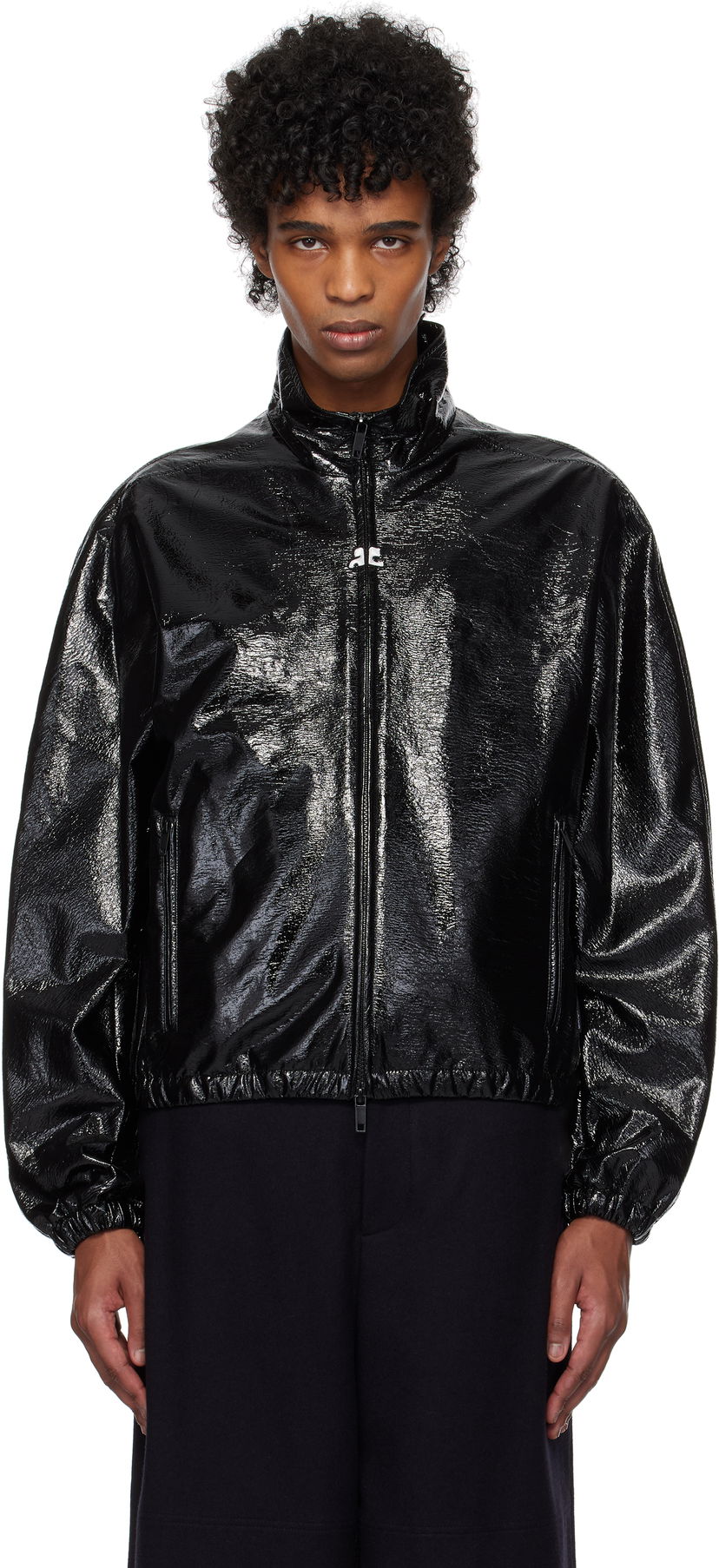 Jacka Courrèges Courrèges Vinyl Tracksuit Bomber Jacket Svart | 125CBL270VY0016