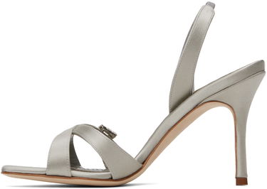 Skovård Manolo Blahnik Manolo Blahnik Ramisli Satin Heeled Slingback Sandals Grå | 224-1700, 2
