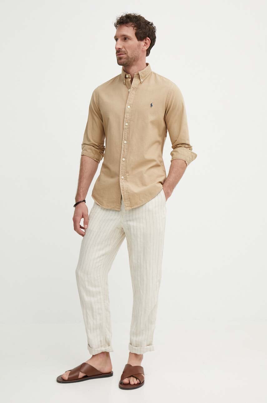 Skjorta Polo by Ralph Lauren Garment Dye Button Beige | 710889739001, 1