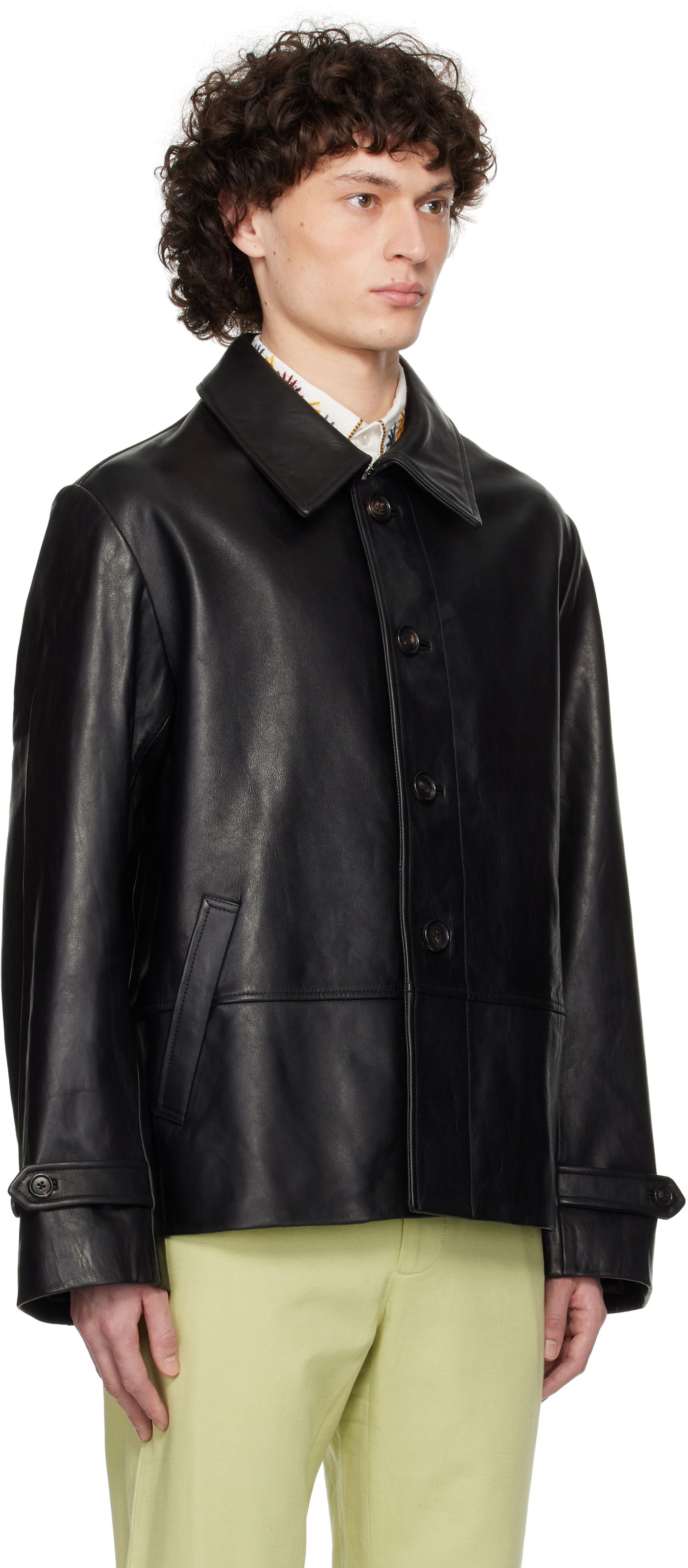 Jacka Bode Bode Cropped Continental Leather Jacket Svart | MRS25OW001, 1