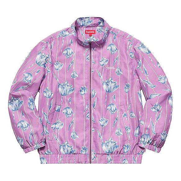 Bomberjacka Supreme Floral Silk Track Jacket Purpur | SUP-SS19-10343