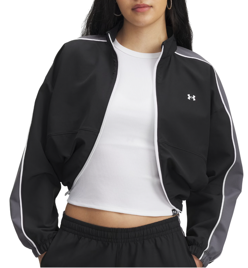 Jacka Under Armour Rival Swoven Cropped Full-Zip Track Jacket Svart | 6003715-003