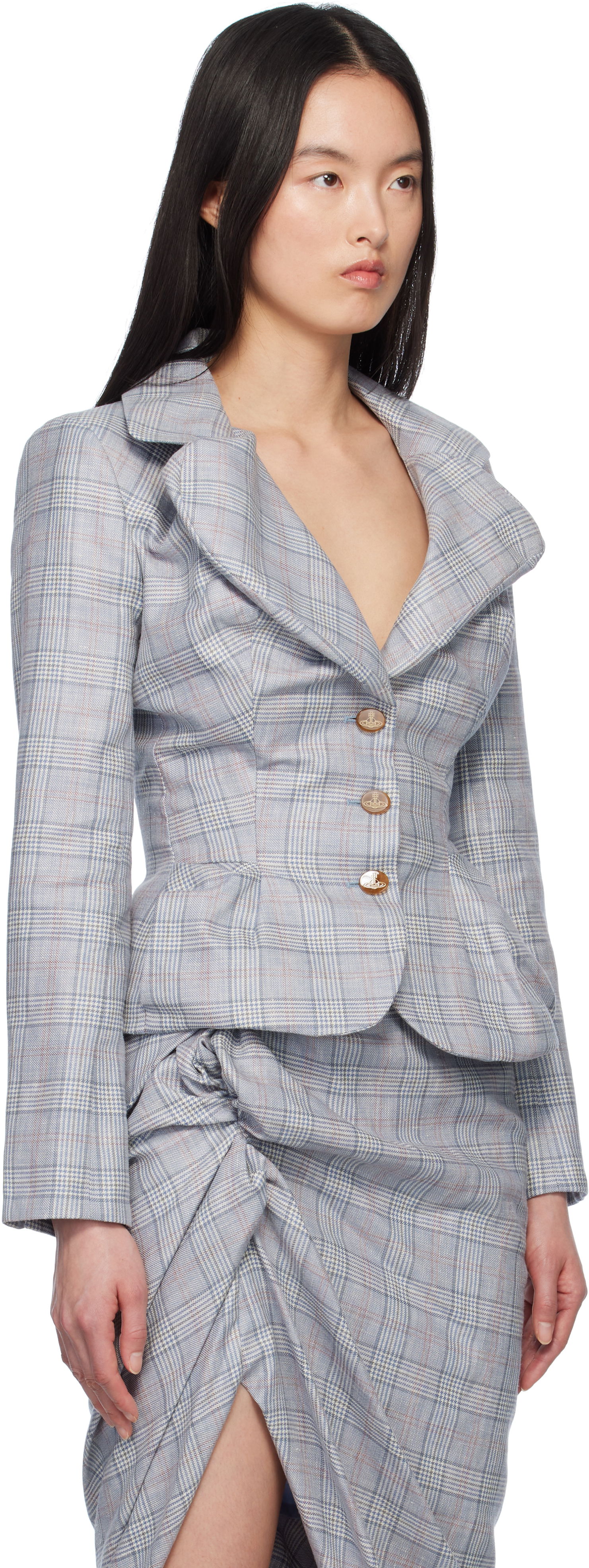 Träningsoverall Vivienne Westwood Vivienne Westwood Drunken Prince of Wales Check Blazer Blå | 1401007G-W013L-, 1