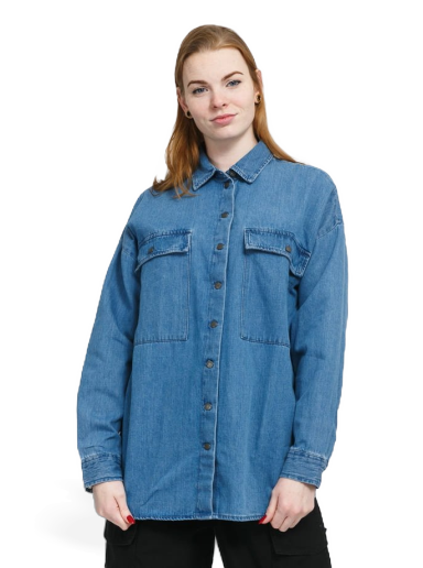 Skjorta Noisy May NMflanny L/S Shacket Blå | 27014398