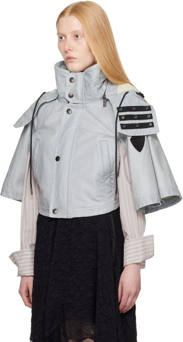 Jacka Burberry Burberry Hooded Capelet Jacket Grå | 8109388, 3