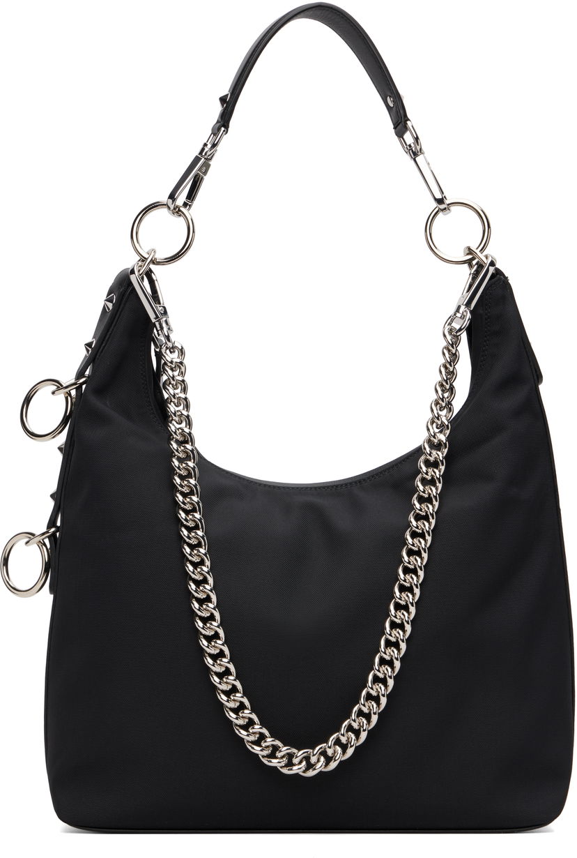 Handväska R13 Small Chain-Link and Studded Hobo Bag Svart | R13WA062-A010