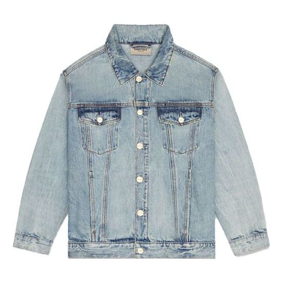 Bomberjacka Fear of God Essentials Denim Trucker Jacket Blå | FOG-FW20-363