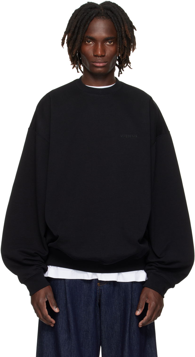 Sweatshirt VETEMENTS VETEMENTS Logo Oversized Sweatshirt Svart | UH76CW100B