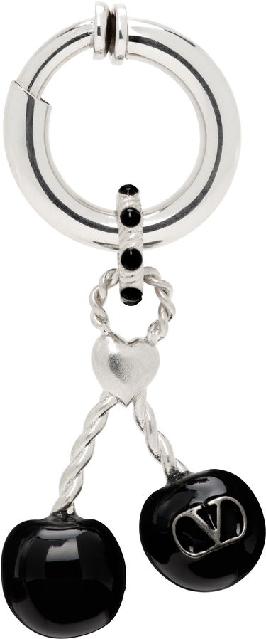 Örhängen Valentino Valentino Garavani Chez Valentino Silver-Tone & Black Onyx Cherry Clip-On Single Earring Metallisk | 7Y2J0AK1MJP, 0