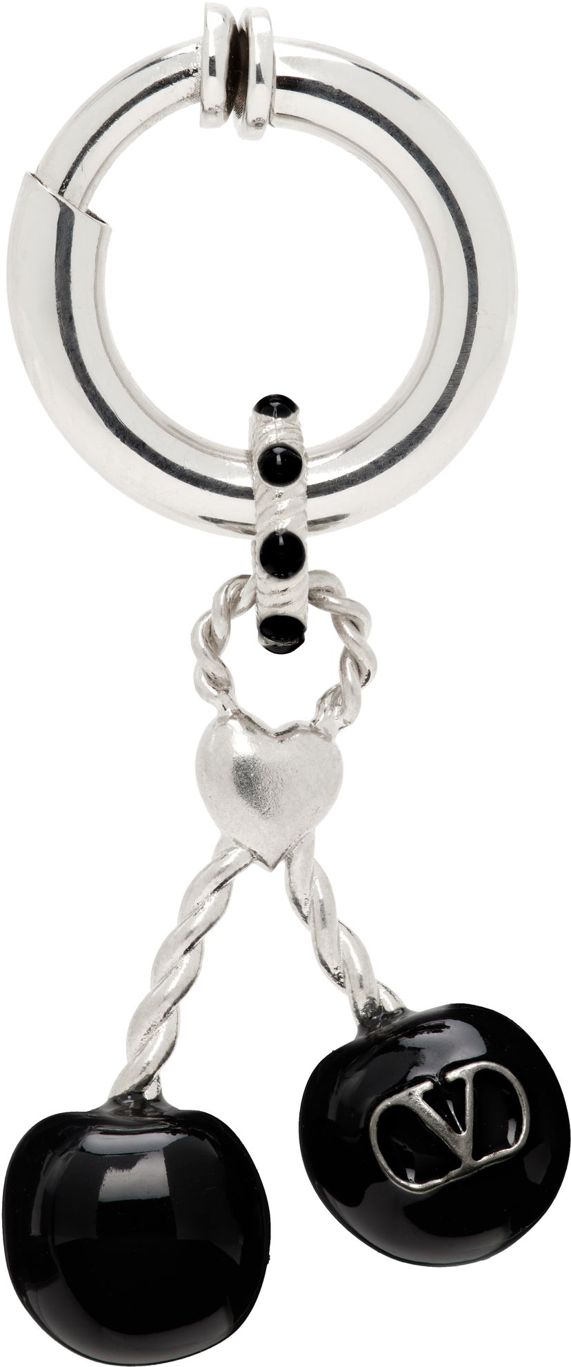 Örhängen Valentino Valentino Garavani Chez Valentino Silver-Tone & Black Onyx Cherry Clip-On Single Earring Metallisk | 7Y2J0AK1MJP
