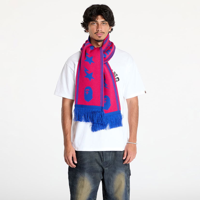 Halsduk BAPE Jacquard Bape Logo Long Scarf Rosa | 001GDK801011M PNK