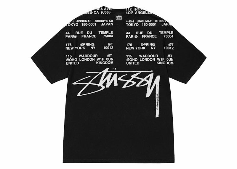 T-shirt Stüssy Locations Pigment Dyed T-Shirt Svart | 1905004-0001