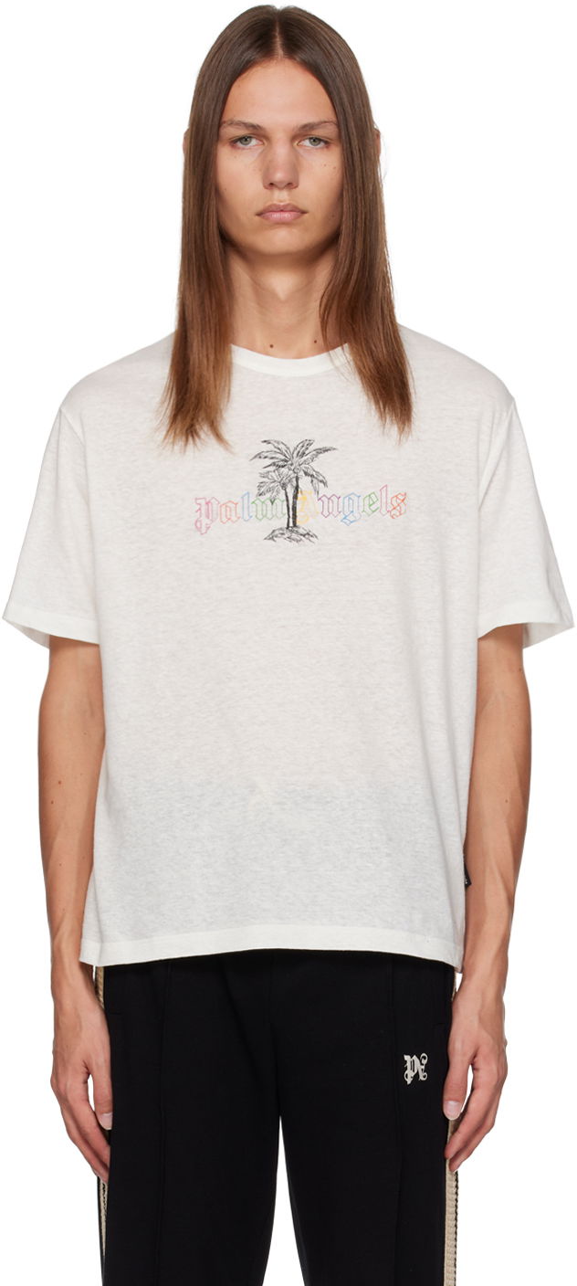 T-shirt Palm Angels White Printed Vit | PMAA089E23JER0040110