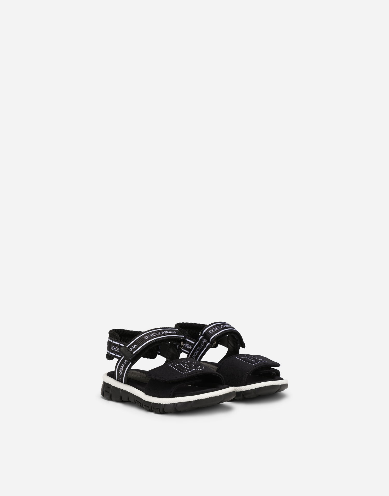Sneakers och skor Dolce & Gabbana Technical Fabric Sandals With Dg Logo For First Steps (19-26) Svart | DL0068AY2338B939, 1