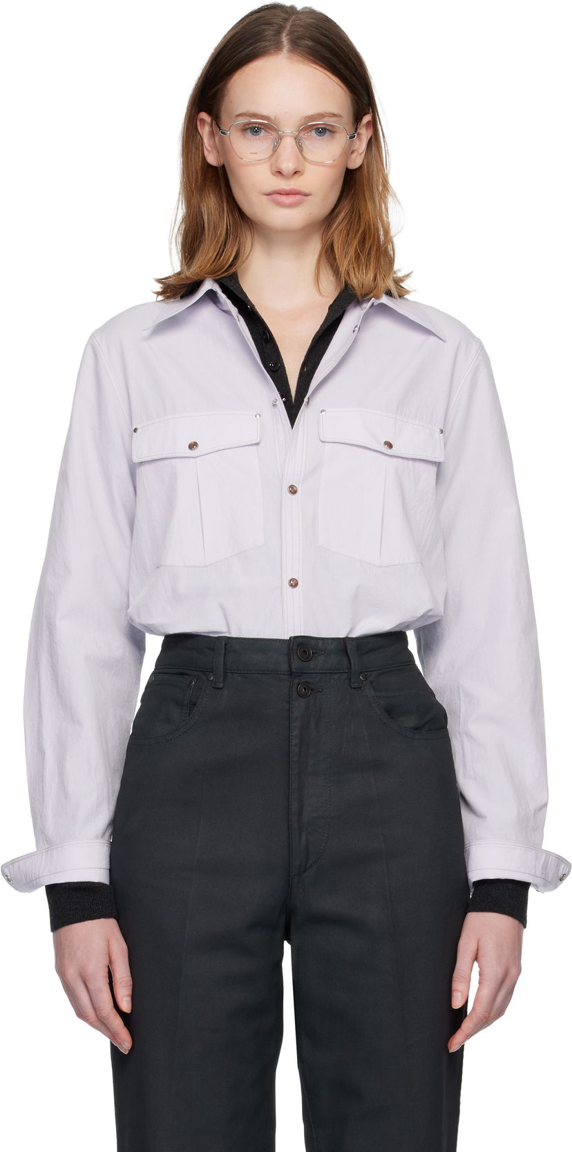 Skjorta LEMAIRE LEMAIRE Chest-Pocket Fitted Shirt Purpur | SH1187 LF1399