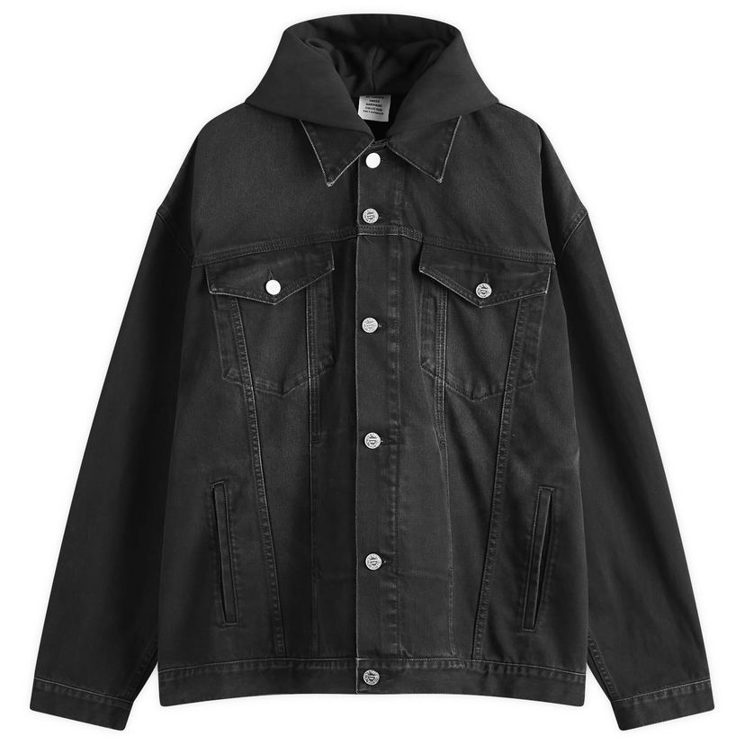 Jacka VETEMENTS Vetements 3D Logo Hooded Denim Jacket, Size Large Svart | UA66JA500B