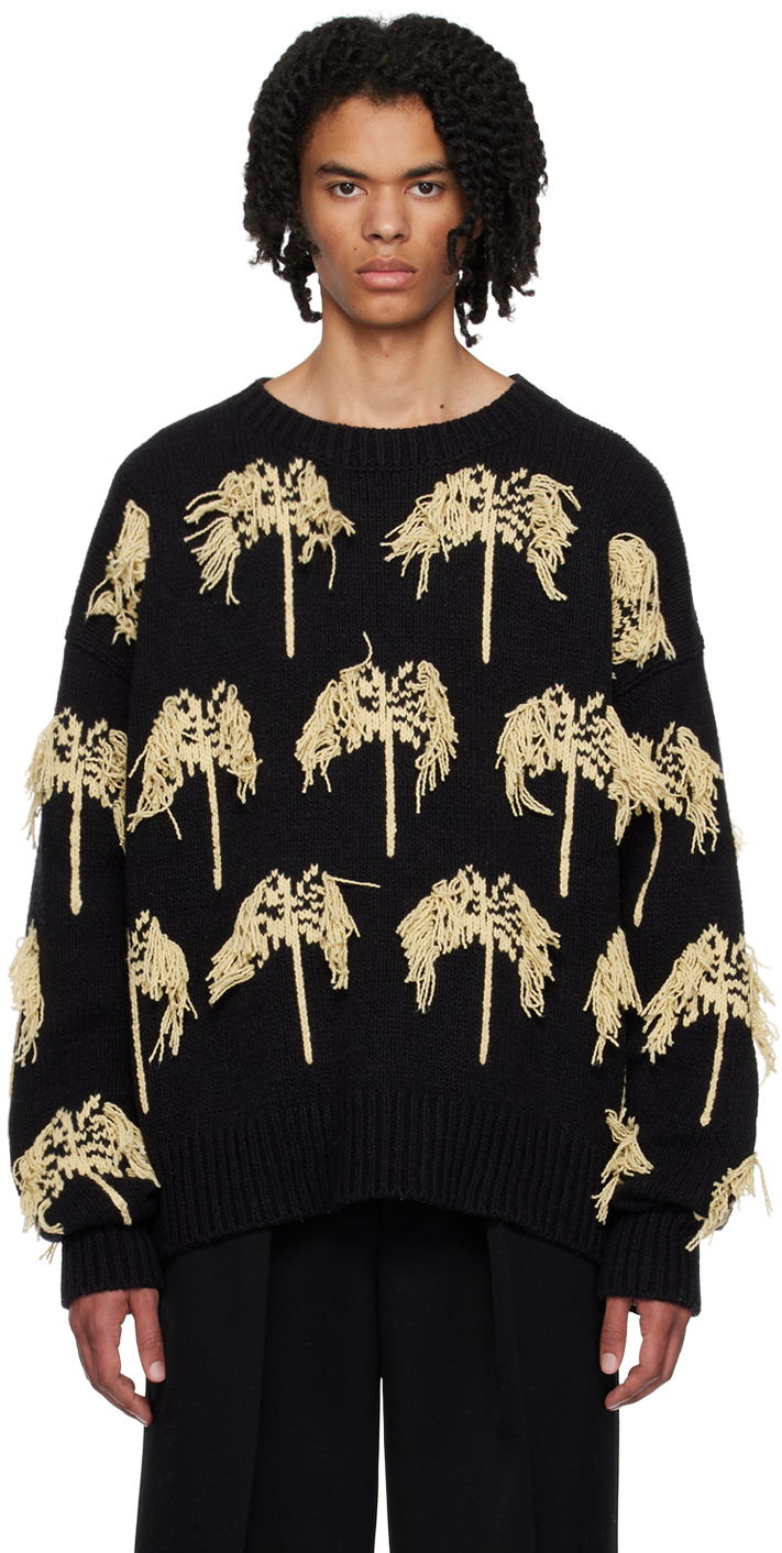 Sweater Jil Sander Jil Sander Crewneck Palm Tree Sweater Svart | J22GP0127_J15378