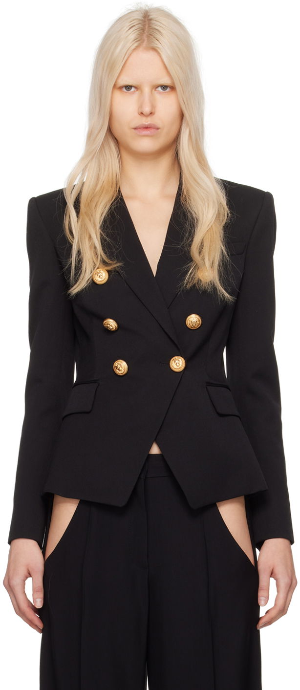 Jacka Balmain Double-Breasted Blazer Svart | CF1SG008WB08